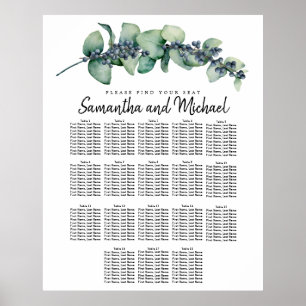 Large Eucalyptus Botanical 18-Table Seating Chart
