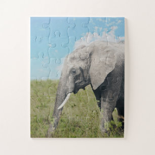 Large Exotic Grey Elephant Walking Jigsaw Puzzle