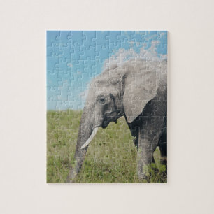 Large Exotic Grey Elephant Walking Jigsaw Puzzle