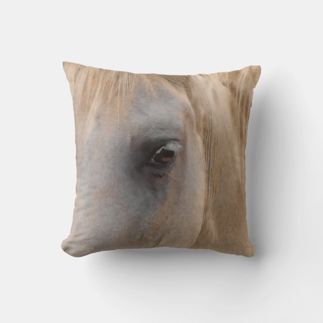 Large Eye of a White Horse Throw Pillow (Front)