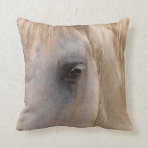 Large Eye of a White Horse Throw Pillow