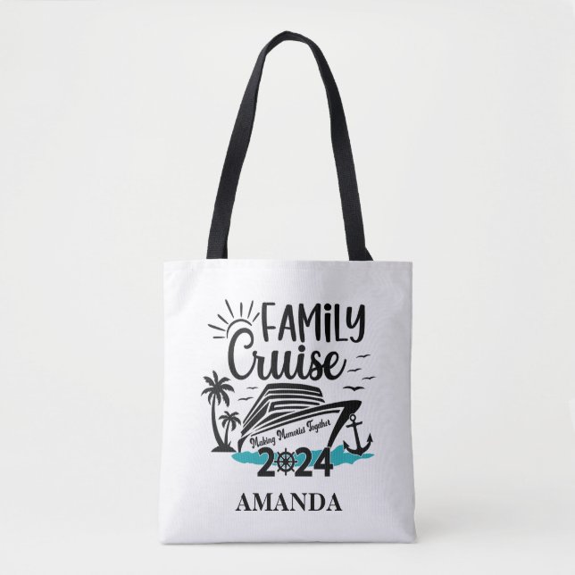 Large Family Cruise Ship Vacation Tote Bag (Front)