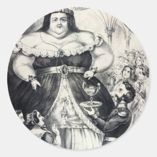 Large Fat Lady Classic Round Sticker