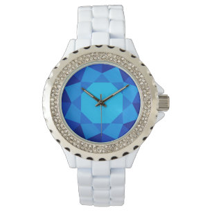 Large, faux blue sapphire gem watch