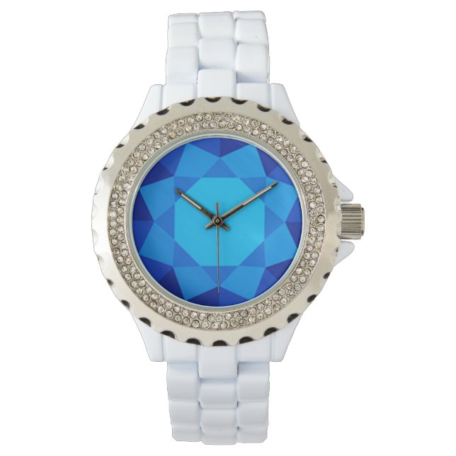 Large, faux blue sapphire gem watch (Front)