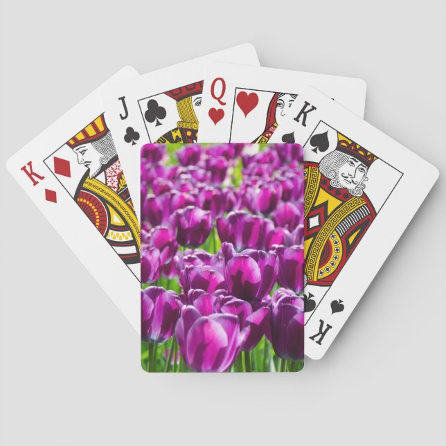 Large field of purple tulips   playing cards (Back)