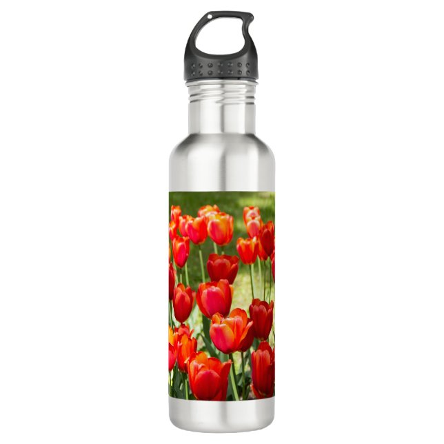 Large field of red tulips    710 ml water bottle (Front)