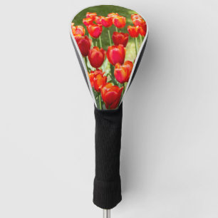 Large field of red tulips jigsaw golf head cover