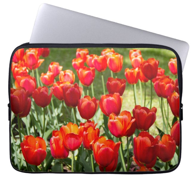 Large field of red tulips   laptop sleeve (Front)
