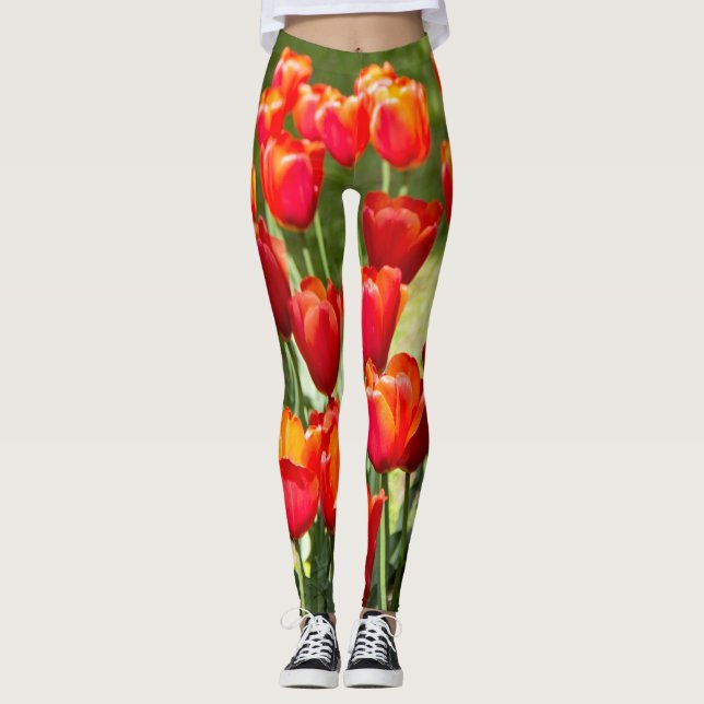 Large field of red tulips     leggings (Front)