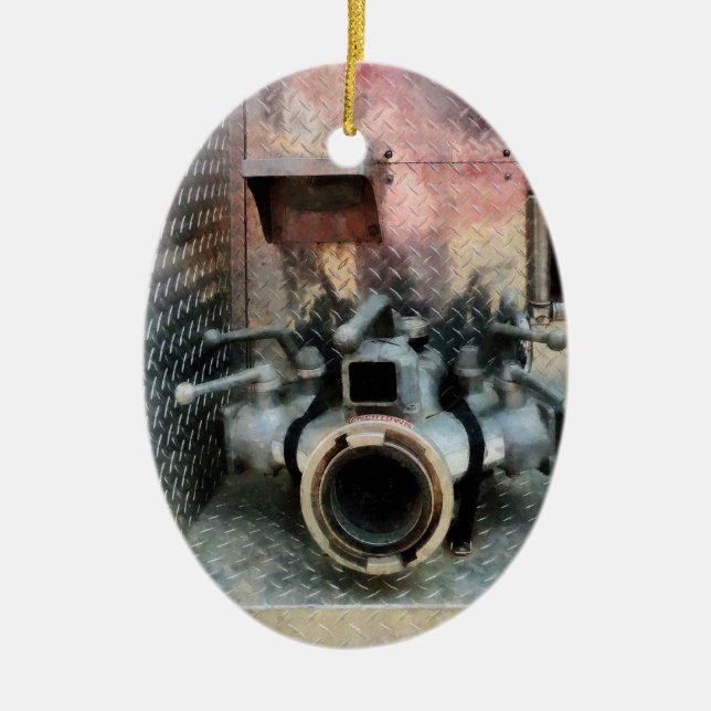 Large Fire Hose Nozzle Ceramic Ornament (Front)