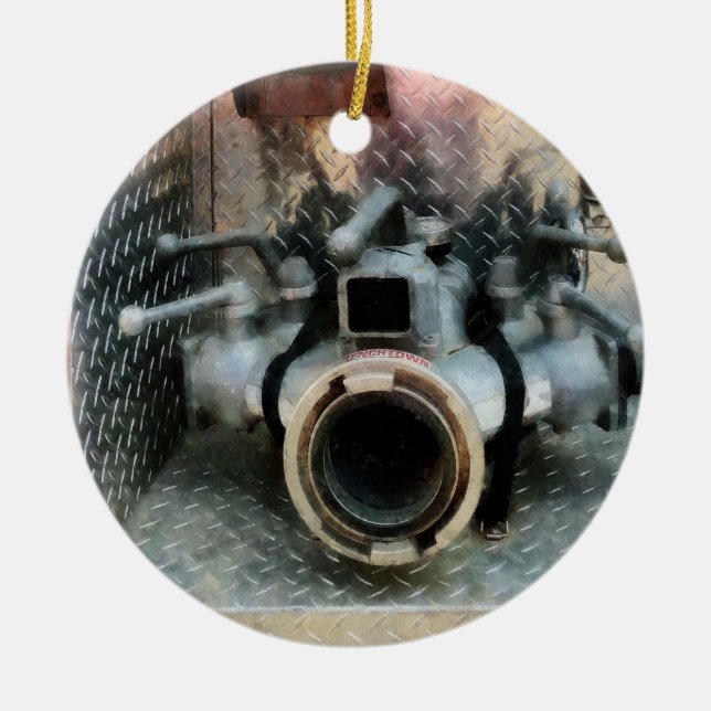 Large Fire Hose Nozzle Ceramic Ornament (Front)