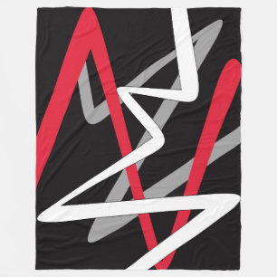 Large Fleece Blanket, modern, abstract, black, red Blanket
