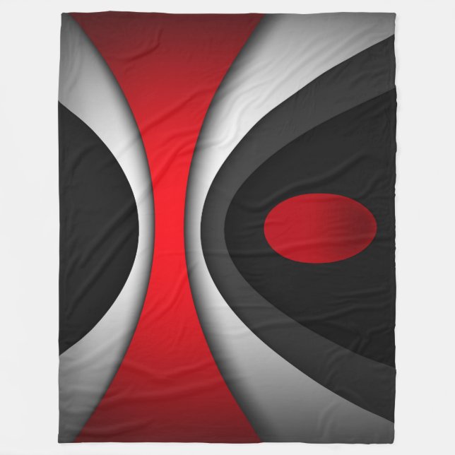 Large Fleece Blanket, modern, abstract, red, black Blanket (Front)
