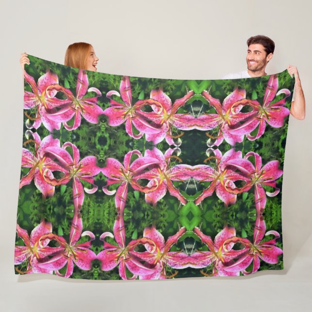 Large Fleece Blanket Pink Lilies (In Situ)