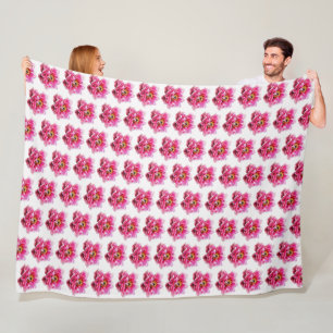 Large Fleece Blanket Pink Peonies