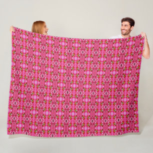 Large Fleece Blanket Pink Peonies Pattern.