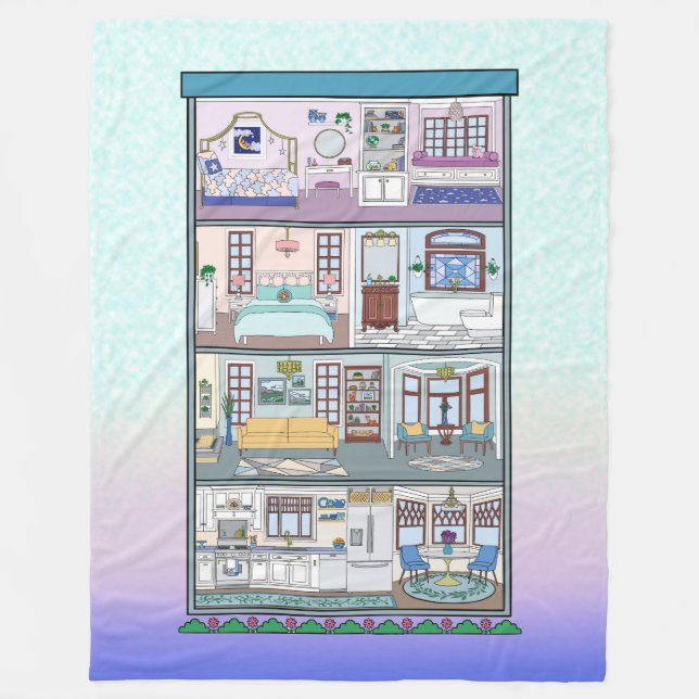 Large Fleece Dollhouse Blanket (Front)