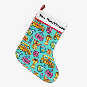 Large Fleece Teacher Christmas Stocking