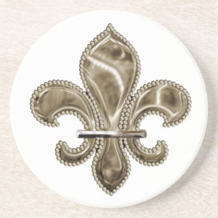 Large Fleur de Lis Design Sandstone Coaster