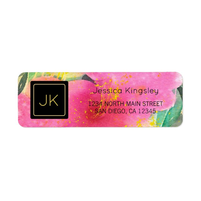 Large Floral Abstract Monogram Return Address (Front)