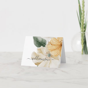 Large Floral Design with Last Name Note Card