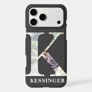 Large Floral Monogram K with Name Personalization