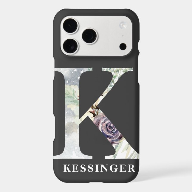 Large Floral Monogram K with Name Personalization (Back)