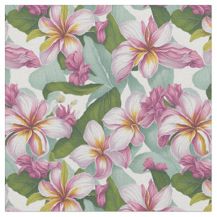 Large Floral Pattern Plumeria Flowers Fabric