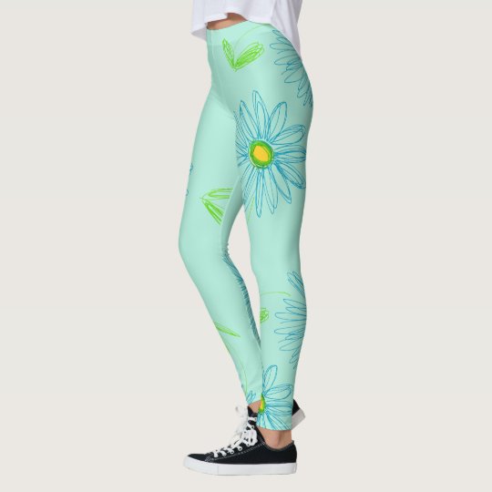 Large Floral Sketch Design Leggings