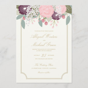 Large Floral Wedding Invitation
