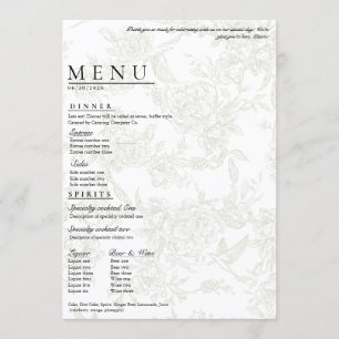 Large Floral Wedding Menu
