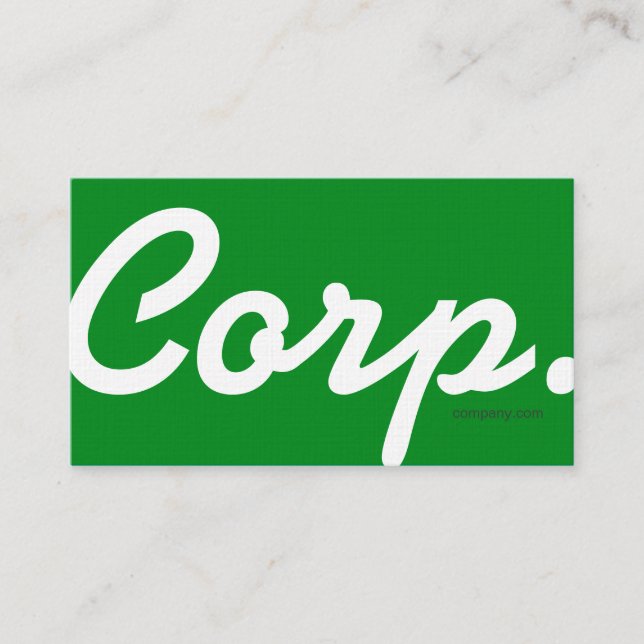 Large font, easy to read green business card (Front)