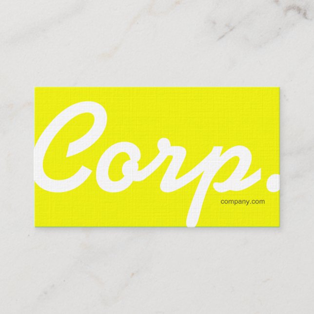 Large font, easy to read yellow business card (Front)