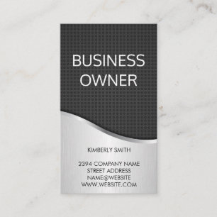 Large Font Metallic and Black Carbon Fibre Business Card