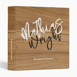 Large Font Script Name Wood Rustic Binder