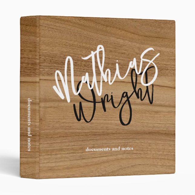 Large Font Script Name Wood Rustic Binder (Front/Spine)