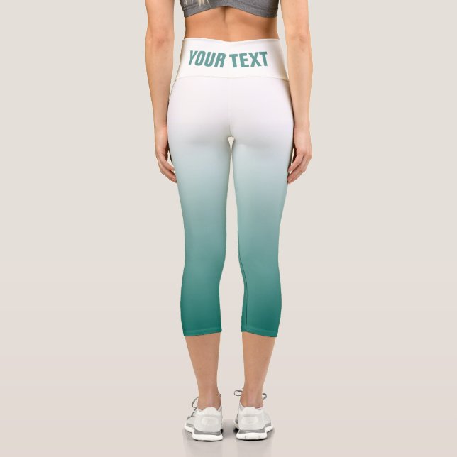 Large Font Text Or Name Teal Womens Template Capri Leggings (Back)