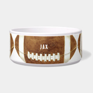 Large Football Custom Name Dog Bowl