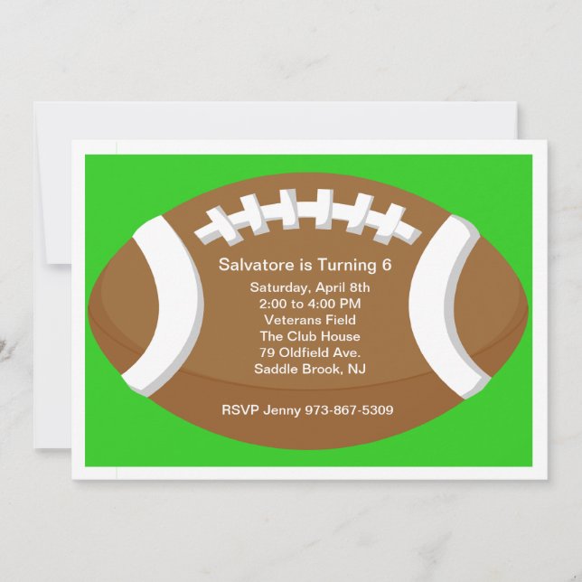 Large Football Kids Birthday Invitation (Front)