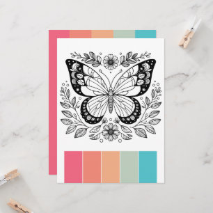 Large Format Butterfly Colouring Cards Art Therapy