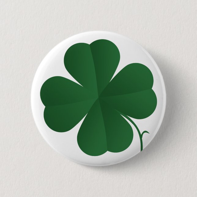 Large Four Leaf Clover 2 Inch Round Button (Front)