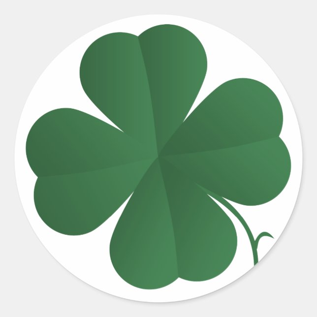 Large Four Leaf Clover Classic Round Sticker (Front)