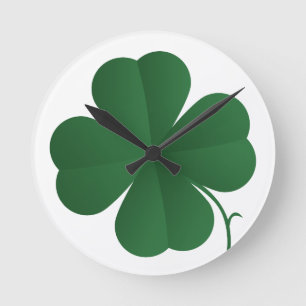Large Four Leaf Clover Round Clock