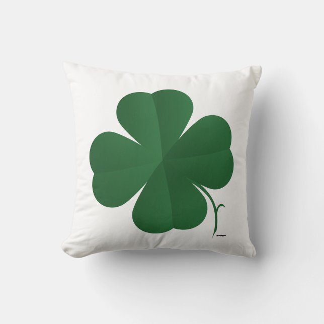 Large Four Leaf Clover Throw Pillow (Front)
