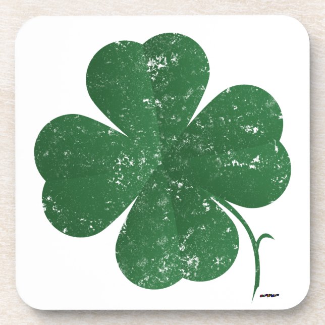 Large Four Leaf Clover - vintage style Coaster (Front)