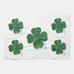 Large Four Leaf Clover - vintage style Kitchen Towel