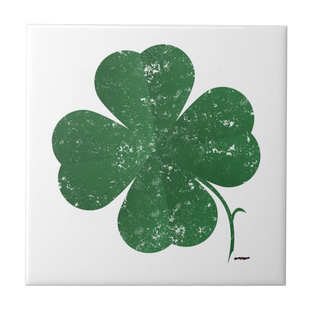 Large Four Leaf Clover - vintage style Tile (Front)