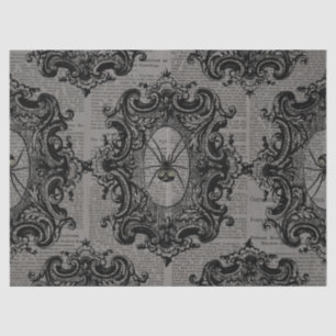 Large Framed Spider on Dark Grey Decoupage Tissue Paper