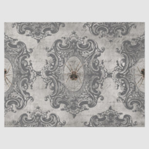 Large Framed Spider on Light Grey Decoupage Tissue Paper